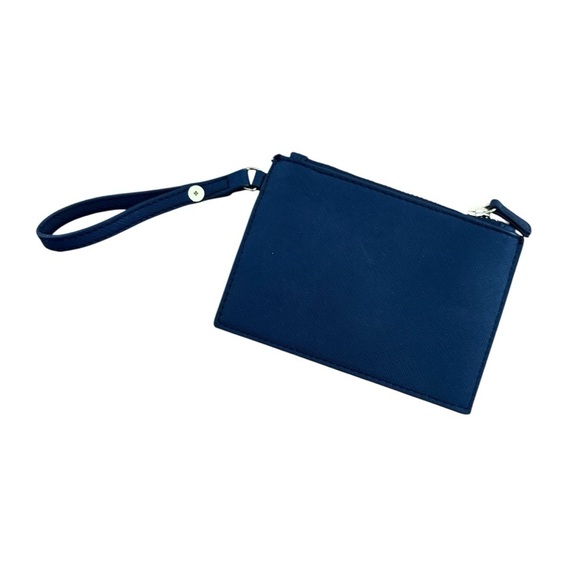 Tommy Hilfiger Navy Blue Leather Wristlet Coins Card Wallet Small - Picture 2 of 5